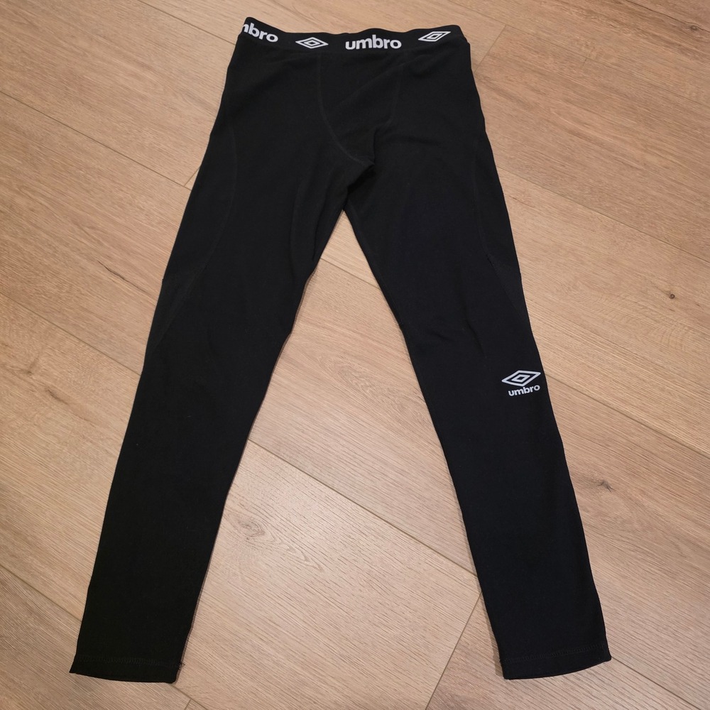 Umbro Kids Black Compression Athletic Leggings Tights Sz L 12/14 Soccer Training
